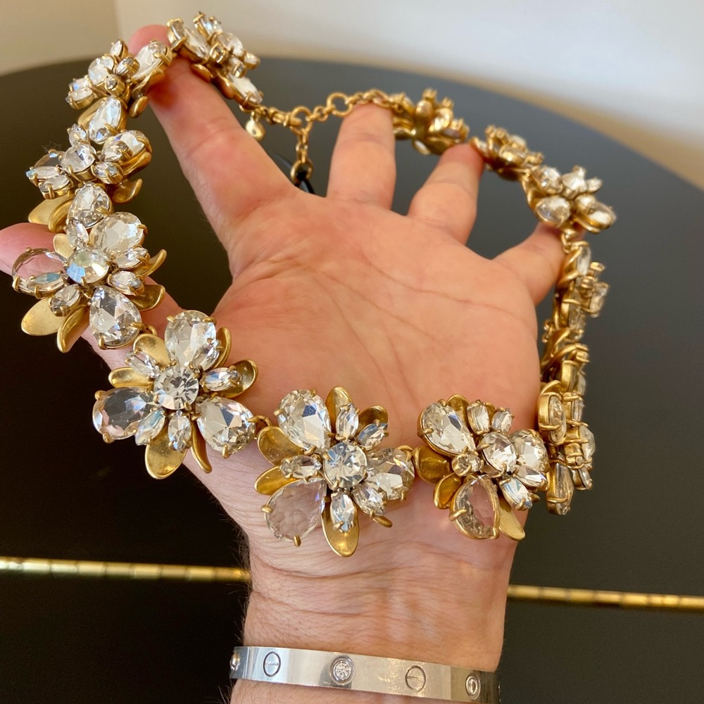 NWT luxe party authentic classic J. Crew flower bomb crystal statement necklace - Picture 15 of 17